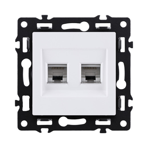 Розетка двойная Ethernet RJ45 Cat.6, белый Kollinger Asthetik AS-018WH