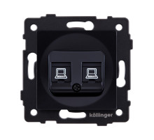 Розетка двойная Ethernet RJ45 Cat.6, черный Kollinger REA-019BK для Aspekt, Eleganz, Reflex