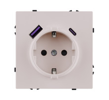 Розетка штепсельная SCHUKO 16A/250 В с USB A+C 20W, кашемир матовый Kollinger Eclipse EC-016CM