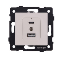 Розетка USB A+C 20W, кашемир матовый Kollinger REA-037CM для Aspekt, Eleganz, Reflex