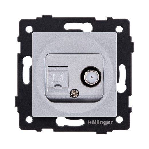 Розетка двойная спутниковая SAT + RJ45 Cat.6, серый Kollinger REA-014GY для Aspekt, Eleganz, Reflex