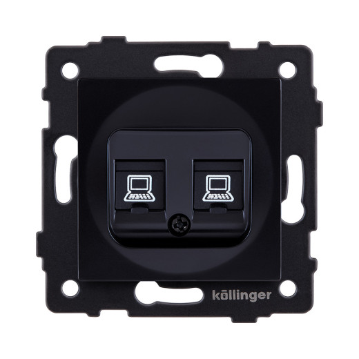 Розетка двойная Ethernet RJ45 Cat.5, черный Kollinger REA-015BK для Aspekt, Eleganz, Reflex
