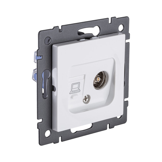 Розетка двойная TV (мама) + RJ45 Cat.6, белый Kollinger REA-012WH для Aspekt, Eleganz, Reflex