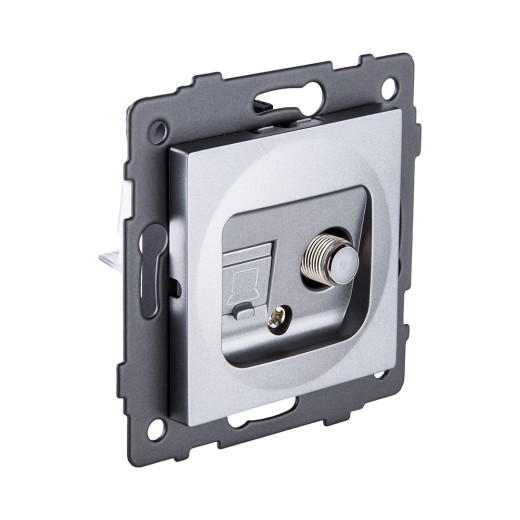 Розетка двойная спутниковая SAT + RJ45 Cat.6, серый Kollinger REA-014GY для Aspekt, Eleganz, Reflex