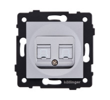 Розетка двойная Ethernet RJ45 Cat.6, серый Kollinger REA-019GY для Aspekt, Eleganz, Reflex