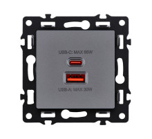 Розетка USB A+C 65W, серый Kollinger Asthetik AS-024GY
