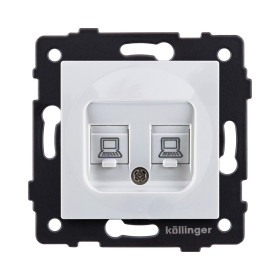 Розетка двойная Ethernet RJ45 Cat.5, белый Kollinger REA-015WH для Aspekt, Eleganz, Reflex