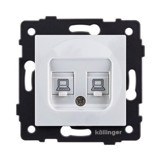 Розетка двойная Ethernet RJ45 Cat.5, белый Kollinger REA-015WH для Aspekt, Eleganz, Reflex