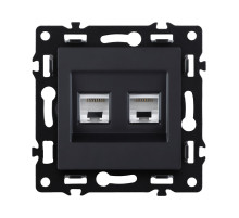 Розетка двойная Ethernet RJ45 Cat.6, черный Kollinger Asthetik AS-018BK