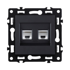 Розетка двойная Ethernet RJ45 Cat.6, черный Kollinger Asthetik AS-018BK