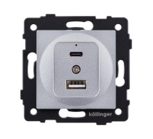 Розетка USB A+C 20W, серый Kollinger REA-037GY для Aspekt, Eleganz, Reflex