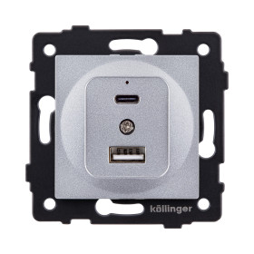 Розетка USB A+C 20W, серый Kollinger REA-037GY для Aspekt, Eleganz, Reflex
