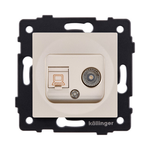 Розетка двойная TV (мама) + RJ45 Cat.6, золотой Kollinger REA-021GD для Aspekt, Eleganz, Reflex