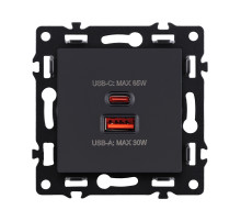 Розетка USB A+C 65W, черный Kollinger Asthetik AS-024BK