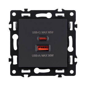 Розетка USB A+C 65W, черный Kollinger Asthetik AS-024BK