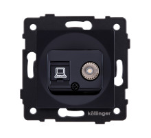 Розетка двойная TV (мама) + RJ45 Cat.6, черный Kollinger REA-012BK для Aspekt, Eleganz, Reflex