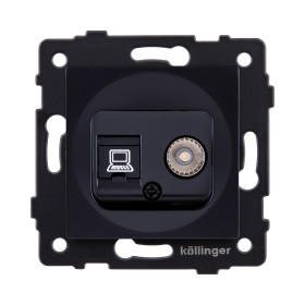 Розетка двойная TV (мама) + RJ45 Cat.6, черный Kollinger REA-012BK для Aspekt, Eleganz, Reflex