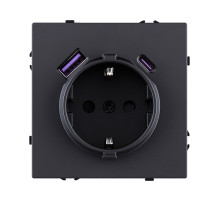 Розетка штепсельная SCHUKO 16A/250 В с USB A+C 20W, черный матовый Kollinger Eclipse EC-016BK