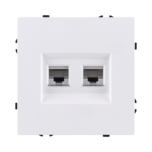 Розетка двойная Ethernet RJ45 Cat.6, белый матовый Kollinger Eclipse EC-018WH