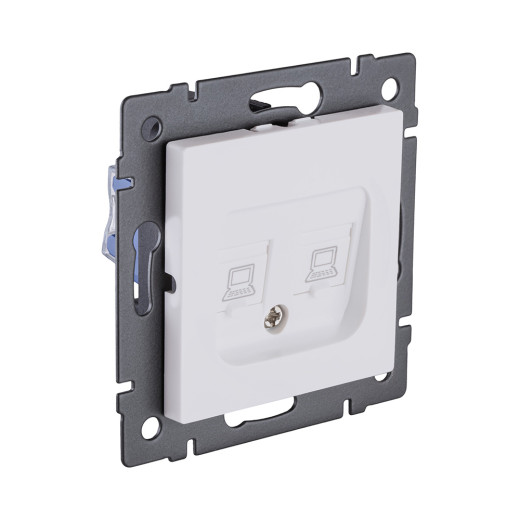Розетка двойная Ethernet RJ45 Cat.6, белый матовый Kollinger REA-019WM для Aspekt, Eleganz, Reflex