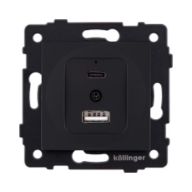 Розетка USB A+C 20W, черный матовый Kollinger REA-037BM для Aspekt, Eleganz, Reflex