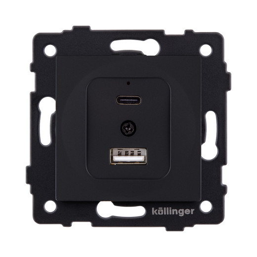 Розетка USB A+C 20W, черный матовый Kollinger REA-037BM для Aspekt, Eleganz, Reflex