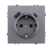 Розетка штепсельная SCHUKO 16A/250 В с USB A+C 20W, серый Kollinger Eclipse EC-016GY