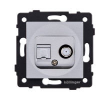 Розетка двойная спутниковая SAT + RJ45 Cat.6, серый Kollinger REA-022GY для Aspekt, Eleganz, Reflex
