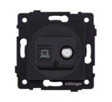 Розетка двойная спутниковая SAT + RJ45 Cat.6, черный матовый Kollinger REA-022BM для Aspekt, Eleganz, Reflex
