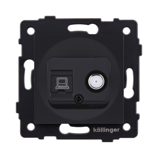 Розетка двойная спутниковая SAT + RJ45 Cat.6, черный матовый Kollinger REA-022BM для Aspekt, Eleganz, Reflex