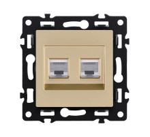 Розетка двойная Ethernet RJ45 Cat.6, золотой Kollinger Asthetik AS-018GD