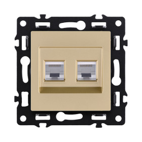 Розетка двойная Ethernet RJ45 Cat.6, золотой Kollinger Asthetik AS-018GD