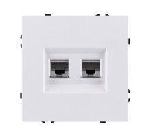 Розетка двойная Ethernet RJ45 Cat.6, белый глянцевый Kollinger Eclipse EC-018WG