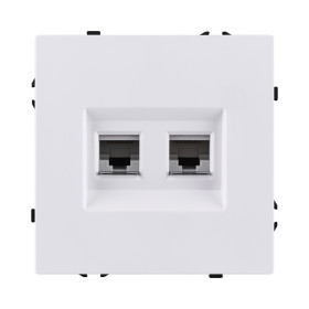 Розетка двойная Ethernet RJ45 Cat.6, белый глянцевый Kollinger Eclipse EC-018WG
