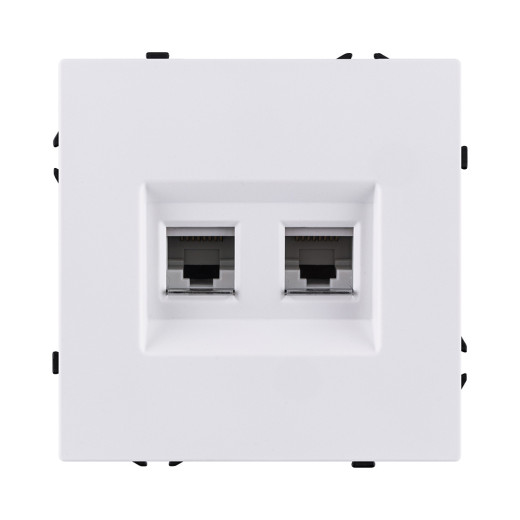 Розетка двойная Ethernet RJ45 Cat.6, белый глянцевый Kollinger Eclipse EC-018WG