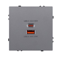 Розетка USB A+C 65W, серый Kollinger Eclipse EC-024GY
