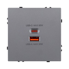Розетка USB A+C 65W, серый Kollinger Eclipse EC-024GY