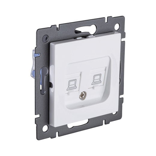 Розетка двойная Ethernet RJ45 Cat.6, белый Kollinger REA-019WH для Aspekt, Eleganz, Reflex