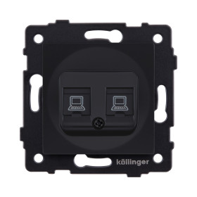 Розетка двойная Ethernet RJ45 Cat.6, черный матовый Kollinger REA-019BM для Aspekt, Eleganz, Reflex