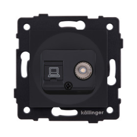 Розетка двойная TV (мама) + RJ45 Cat.6, черный матовый Kollinger REA-021BM для Aspekt, Eleganz, Reflex