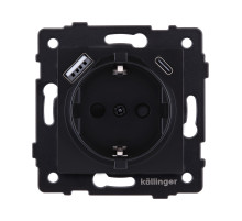 Розетка штепсельная SCHUKO 16A/250 В с USB A+C 20W, черный матовый Kollinger REA-004BM для Aspekt, Eleganz, Reflex
