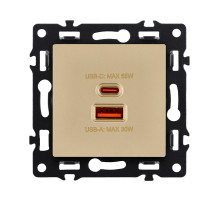 Розетка USB A+C 65W, золотой Kollinger Asthetik AS-024GD