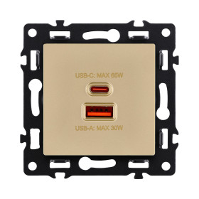 Розетка USB A+C 65W, золотой Kollinger Asthetik AS-024GD