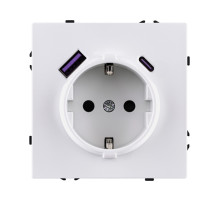 Розетка штепсельная SCHUKO 16A/250 В с USB A+C 20W, белый глянцевый Kollinger Eclipse EC-016WG