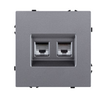 Розетка двойная Ethernet RJ45 Cat.6, серый Kollinger Eclipse EC-018GY