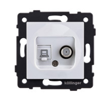 Розетка двойная спутниковая SAT + RJ45 Cat.6, белый Kollinger REA-022WH для Aspekt, Eleganz, Reflex