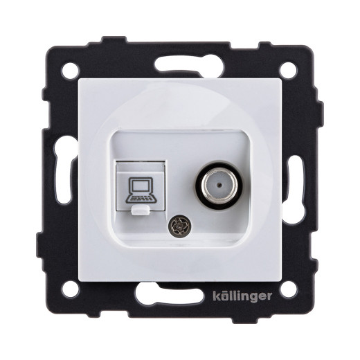 Розетка двойная спутниковая SAT + RJ45 Cat.6, белый Kollinger REA-022WH для Aspekt, Eleganz, Reflex
