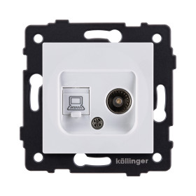 Розетка двойная TV (мама) + RJ45 Cat.6, белый Kollinger REA-012WH для Aspekt, Eleganz, Reflex