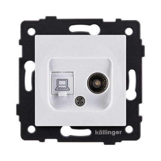 Розетка двойная TV (мама) + RJ45 Cat.6, белый Kollinger REA-012WH для Aspekt, Eleganz, Reflex