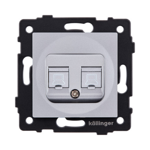 Розетка двойная Ethernet RJ45 Cat.5, серый Kollinger REA-015GY для Aspekt, Eleganz, Reflex